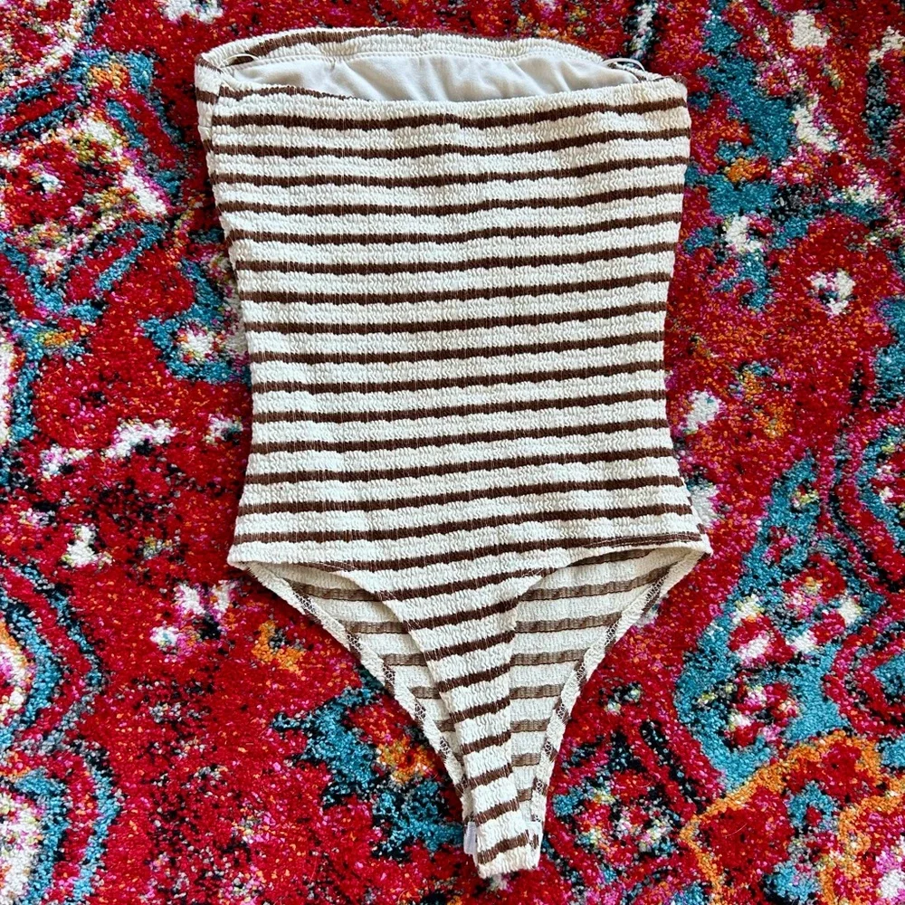 Striped Brown and White Bodysuit - Picture 2 of 5